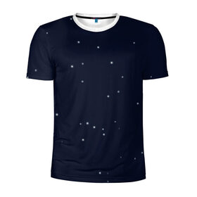 Мужская футболка 3D спортивная с принтом Ночное небо в Новосибирске, 100% полиэстер с улучшенными характеристиками | приталенный силуэт, круглая горловина, широкие плечи, сужается к линии бедра | звёзды | мерцание | небо | ночь | синий | сияние | тёмный | чёрный