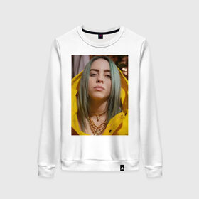 Женский свитшот хлопок с принтом Билли Айлиш / Billie Eilish в Новосибирске, 100% хлопок | прямой крой, круглый вырез, на манжетах и по низу широкая трикотажная резинка  | billie | billie eilish | eilish | айлиш | билли | билли айлиш