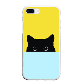 Чехол для iPhone 7Plus/8 Plus матовый с принтом Кот в засаде в Новосибирске, Силикон | Область печати: задняя сторона чехла, без боковых панелей | в засаде | выжидает | кот на охоте | кошка на охоте | охота | чёрная кошка | чёрный кот