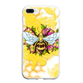 Чехол для iPhone 7Plus/8 Plus матовый с принтом Пчела в Новосибирске, Силикон | Область печати: задняя сторона чехла, без боковых панелей | Тематика изображения на принте: крылья | мёд | оса | пчела | пчёлы | соты | цветы