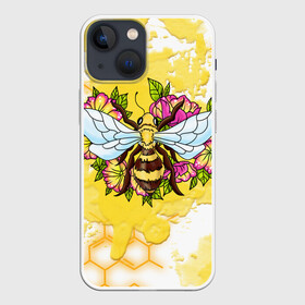 Чехол для iPhone 13 mini с принтом Пчела в Новосибирске,  |  | крылья | мёд | оса | пчела | пчёлы | соты | цветы