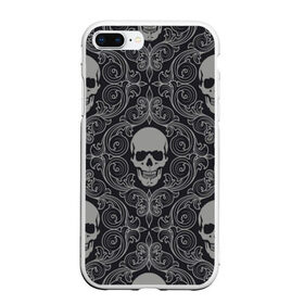 Чехол для iPhone 7Plus/8 Plus матовый с принтом Skulls в Новосибирске, Силикон | Область печати: задняя сторона чехла, без боковых панелей | Тематика изображения на принте: skull | милые | минимализм | много черепов | страшные | ужасы | череп | черепы