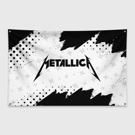 Флаг-баннер с принтом METALLICA МЕТАЛЛИКА в Новосибирске, 100% полиэстер | размер 67 х 109 см, плотность ткани — 95 г/м2; по краям флага есть четыре люверса для крепления | hetfield | james | logo | metal | metalica | metallica | music | rock | star | джеймс | звезда | знак | ларс | лого | логотип | логотипы | метал | металика | металлика | музыка | рок | символ | символы | ульрих | хэтфилд