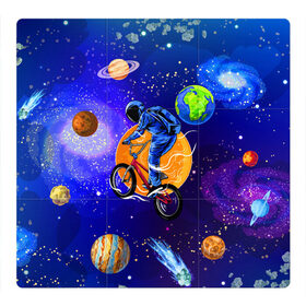Магнитный плакат 3Х3 с принтом Space bicycle в Новосибирске, Полимерный материал с магнитным слоем | 9 деталей размером 9*9 см | astronaut | bicycle | comet | cosmos | earth | jupiter | mars | moon | saturn | space | spacesuit | star | астронавт | велосипед | звезда | земля | комета | космонавт | космос | луна | марс | сатурн | скафандр | юлитер