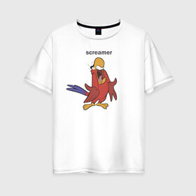 Женская футболка хлопок Oversize с принтом Яго в Новосибирске, 100% хлопок | свободный крой, круглый ворот, спущенный рукав, длина до линии бедер
 | aladdin | iago | vdkimel | аладдин | яго