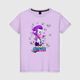 Женская футболка хлопок с принтом Brawl STARS(ЭМЗ) в Новосибирске, 100% хлопок | прямой крой, круглый вырез горловины, длина до линии бедер, слегка спущенное плечо | brawl | leon | moba | stars | supercell | игра | коллаж | паттерн | эмз