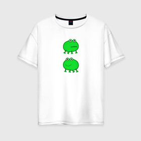 Женская футболка хлопок Oversize с принтом Жаба в Новосибирске, 100% хлопок | свободный крой, круглый ворот, спущенный рукав, длина до линии бедер
 | жаба | лягушка | лягушонок | мем | свинка пеппа | тик ток