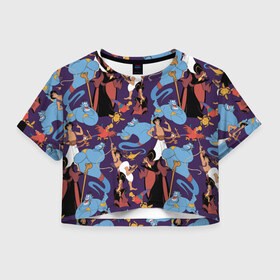 Женская футболка Crop-top 3D с принтом Aladdin в Новосибирске, 100% полиэстер | круглая горловина, длина футболки до линии талии, рукава с отворотами | abu | aladdin | genie | iago | jafar | vdkimel | абу | аладдин | джафар | джин | яго