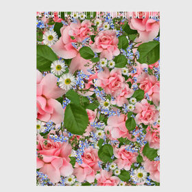Скетчбук с принтом Цветы в Новосибирске, 100% бумага
 | 48 листов, плотность листов — 100 г/м2, плотность картонной обложки — 250 г/м2. Листы скреплены сверху удобной пружинной спиралью | лист | листик | листок | листья | природа | природный | растение | растения | роза | розы | ромашка | ромашки | флора | цветок | цветочек | цветочки | цветы