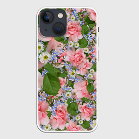 Чехол для iPhone 13 mini с принтом Цветы в Новосибирске,  |  | лист | листик | листок | листья | природа | природный | растение | растения | роза | розы | ромашка | ромашки | флора | цветок | цветочек | цветочки | цветы