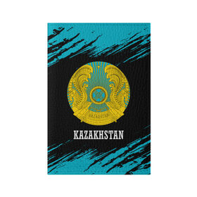 Обложка для паспорта матовая кожа с принтом KAZAKHSTAN / КАЗАХСТАН в Новосибирске, натуральная матовая кожа | размер 19,3 х 13,7 см; прозрачные пластиковые крепления | flag | kazakhstan | qazaqstan | герб | захах | казахстан | кахахи | лого | нур султан | республика | символ | страна | флаг