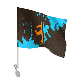 Флаг для автомобиля с принтом PORTAL / ПОРТАЛ в Новосибирске, 100% полиэстер | Размер: 30*21 см | game | games | half | half life | halflife | life | logo | portal | portal 2 | portal2 | valve | игра | игры | лайф | лого | логотип | логотипы | портал | портал 2 | портал2 | символ | символы | халф | халф лайф | халфлайф