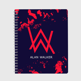 Тетрадь с принтом ALAN WALKER АЛАН УОКЕР в Новосибирске, 100% бумага | 48 листов, плотность листов — 60 г/м2, плотность картонной обложки — 250 г/м2. Листы скреплены сбоку удобной пружинной спиралью. Уголки страниц и обложки скругленные. Цвет линий — светло-серый
 | Тематика изображения на принте: alan | faded | house | logo | music | walker | алан | вокер | волкер | диджей | лого | логотип | логотипы | музыка | музыкант | символ | символы | танцеальная | уокер | хаус | электронная