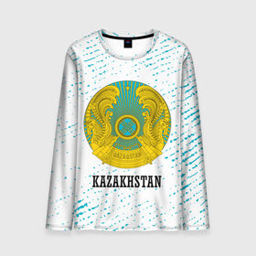 Мужской лонгслив 3D с принтом KAZAKHSTAN / КАЗАХСТАН в Новосибирске, 100% полиэстер | длинные рукава, круглый вырез горловины, полуприлегающий силуэт | flag | kazakhstan | qazaqstan | герб | захах | казахстан | кахахи | лого | нур султан | республика | символ | страна | флаг