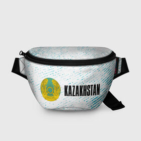 Поясная сумка 3D с принтом KAZAKHSTAN / КАЗАХСТАН в Новосибирске, 100% полиэстер | плотная ткань, ремень с регулируемой длиной, внутри несколько карманов для мелочей, основное отделение и карман с обратной стороны сумки застегиваются на молнию | flag | kazakhstan | qazaqstan | герб | захах | казахстан | кахахи | лого | нур султан | республика | символ | страна | флаг