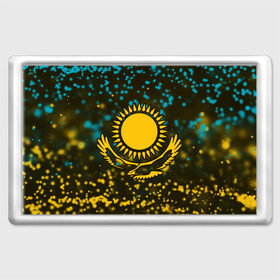 Магнит 45*70 с принтом КАЗАХСТАН / KAZAKHSTAN в Новосибирске, Пластик | Размер: 78*52 мм; Размер печати: 70*45 | flag | kazakhstan | qazaqstan | герб | захах | казахстан | кахахи | лого | нур султан | республика | символ | страна | флаг