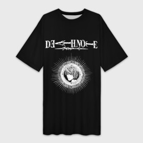 Платье-футболка 3D с принтом Манга тетрадь Смерти логотип в Новосибирске,  |  | anime | death note | kira | manga | ryuk | аниме | герой | детектив | детнот | детх нот | детхнот | дэсу ното | иероглиф | кандзи | кира | манга | миса | риюк | рьюзаки | рюзаки | рюк | синигами | тетрадка | эл | э