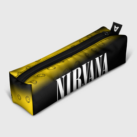 Пенал 3D с принтом NIRVANA НИРВАНА в Новосибирске, 100% полиэстер | плотная ткань, застежка на молнии | band | cobain | face | kurt | logo | music | nirvana | rock | rocknroll | группа | кобейн | курт | лого | логотип | музыка | музыкальная | нирвана | рожица | рок | рокнролл | символ