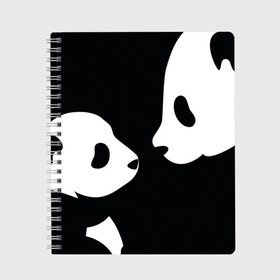 Тетрадь с принтом Panda в Новосибирске, 100% бумага | 48 листов, плотность листов — 60 г/м2, плотность картонной обложки — 250 г/м2. Листы скреплены сбоку удобной пружинной спиралью. Уголки страниц и обложки скругленные. Цвет линий — светло-серый
 | Тематика изображения на принте: bearcat | coon bear | panda | бамбуковый медвед | большая панда | гигантская панда
