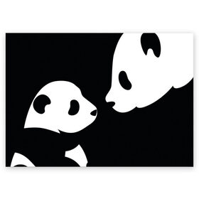 Поздравительная открытка с принтом Panda в Новосибирске, 100% бумага | плотность бумаги 280 г/м2, матовая, на обратной стороне линовка и место для марки
 | bearcat | coon bear | panda | бамбуковый медвед | большая панда | гигантская панда