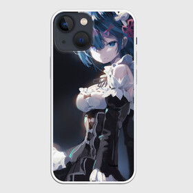 Чехол для iPhone 13 mini с принтом Rem в Новосибирске,  |  | kawaii | re zero | re:zero | re:zero жизнь с нуля в альтернативном мире | rezero | арт | блики | голубые глаза | горничная | демоница | каре | маленькая девочка | однорогий демон | рем | синеволосая девочка | субару