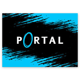Поздравительная открытка с принтом PORTAL / ПОРТАЛ в Новосибирске, 100% бумага | плотность бумаги 280 г/м2, матовая, на обратной стороне линовка и место для марки
 | game | games | half | half life | halflife | life | logo | portal | portal 2 | portal2 | valve | игра | игры | лайф | лого | логотип | логотипы | портал | портал 2 | портал2 | символ | символы | халф | халф лайф | халфлайф