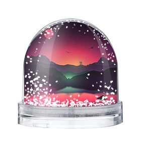 Снежный шар с принтом Фиолетовый рассвет в Новосибирске, Пластик | Изображение внутри шара печатается на глянцевой фотобумаге с двух сторон | colors | закат | кровавый закат | кровавый рассвет | река между гор | цвета