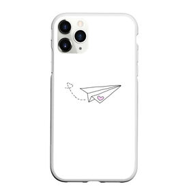 Чехол для iPhone 11 Pro Max матовый с принтом самолетик в Новосибирске, Силикон |  | Тематика изображения на принте: белый самолетик | бумажный самолетик | минимализм | розовое сердечко | самолет | самолетик | сердечко | тумблер | чб