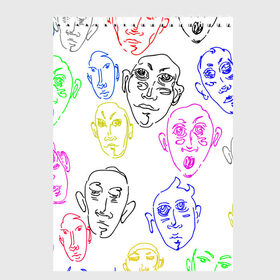 Скетчбук с принтом Цветные лица в Новосибирске, 100% бумага
 | 48 листов, плотность листов — 100 г/м2, плотность картонной обложки — 250 г/м2. Листы скреплены сверху удобной пружинной спиралью | лица | люди | мимика | нарисованные лица | цветные лица | эмоции