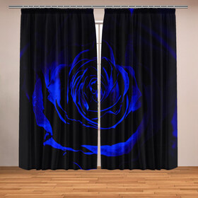 Фотошторы с принтом синяя роза в Новосибирске, Блэкаут (светозащита 90%) / Габардин (светозащита 40% | 2 полотна шириной по 145 см; Высота 200-300 см; Крепление: шторная лента (на крючки); | 