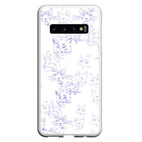 Чехол для Samsung Galaxy S10 с принтом Мордашки кошечек в Новосибирске, Силикон | Область печати: задняя сторона чехла, без боковых панелей | киска | киски | кошечка | кошка | лица кошек