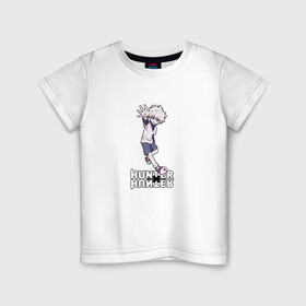 Детская футболка хлопок с принтом Hunter x Hunter в Новосибирске, 100% хлопок | круглый вырез горловины, полуприлегающий силуэт, длина до линии бедер | killua | мультфильм | охотник х охотник