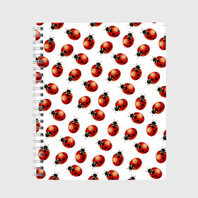 Тетрадь с принтом Нашествие божьих коровок в Новосибирске, 100% бумага | 48 листов, плотность листов — 60 г/м2, плотность картонной обложки — 250 г/м2. Листы скреплены сбоку удобной пружинной спиралью. Уголки страниц и обложки скругленные. Цвет линий — светло-серый
 | animals | cute | girl | ladybug | nature | pattern | red | summer | бабочки | божьи коровки | божья коровка | горошек | девушкам | животные | жук | жуки | кружочки | крылья | лето | милые | насекомые | паттерн | пауки | подарок