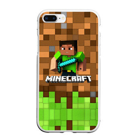 Чехол для iPhone 7Plus/8 Plus матовый с принтом Minecraft logo heroes в Новосибирске, Силикон | Область печати: задняя сторона чехла, без боковых панелей | Тематика изображения на принте: blox | creeper | dungeons | game | geometry | pixel | steve | алекс | герои | детям | зелень | игра | квадраты | крипер | куб | логотипы игр | майнкрафт | мальчикам | меч | мобы | персонажи | пиксель | пиксельный | подземелья