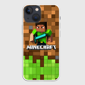Чехол для iPhone 13 mini с принтом Minecraft logo heroes в Новосибирске,  |  | blox | creeper | dungeons | game | geometry | pixel | steve | алекс | герои | детям | зелень | игра | квадраты | крипер | куб | логотипы игр | майнкрафт | мальчикам | меч | мобы | персонажи | пиксель | пиксельный | подземелья