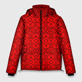 Мужская зимняя куртка 3D с принтом Геометрический орнамент в Новосибирске, верх — 100% полиэстер; подкладка — 100% полиэстер; утеплитель — 100% полиэстер | длина ниже бедра, свободный силуэт Оверсайз. Есть воротник-стойка, отстегивающийся капюшон и ветрозащитная планка. 

Боковые карманы с листочкой на кнопках и внутренний карман на молнии. | абстракция | геометрия | кубы | орнамент | паттерн | полосы | узор