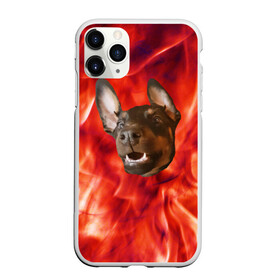 Чехол для iPhone 11 Pro Max матовый с принтом Огненый Пес в Новосибирске, Силикон |  | голова | горячий | горящий | доберман | животное | зверек | зверь | зубы | клык | красный | лицо | овчарка | огонь | пес | пламя | рот | ротвейлер | свет | собака | удивленный | улыбка | щенок