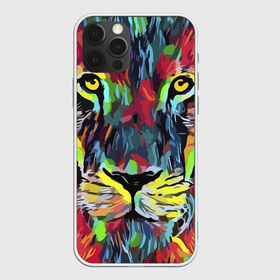 Чехол для iPhone 12 Pro Max с принтом Rainbow lion в Новосибирске, Силикон |  | Тематика изображения на принте: color | ears | eyes | jaw | lion | mane | muzzle | nose | paint | view | взгляд | глаза | грива | краска | лев | нос | пасть | цвет