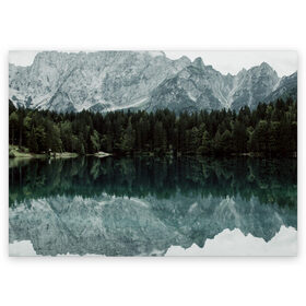 Поздравительная открытка с принтом отражение горы в озере в Новосибирске, 100% бумага | плотность бумаги 280 г/м2, матовая, на обратной стороне линовка и место для марки
 | гора | горы | озеро | отражение горы | природа