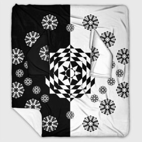 Плед с рукавами с принтом Черное солнце в Новосибирске, 100% полиэстер | Закругленные углы, все края обработаны. Ткань не мнется и не растягивается. Размер 170*145 | геометрия | монохром | роза | ромбы | снежинки | треугольники | цветок | черно белое