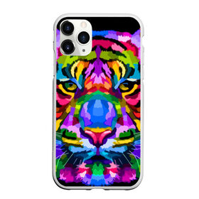 Чехол для iPhone 11 Pro Max матовый с принтом Neon tiger в Новосибирске, Силикон |  | color | ears | eyes | muzzle | neon | tiger | vanguard | view | авангард | взгляд | глаза | неон | тигр | уши | цвет