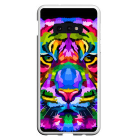 Чехол для Samsung S10E с принтом Neon tiger в Новосибирске, Силикон | Область печати: задняя сторона чехла, без боковых панелей | Тематика изображения на принте: color | ears | eyes | muzzle | neon | tiger | vanguard | view | авангард | взгляд | глаза | неон | тигр | уши | цвет