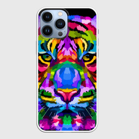 Чехол для iPhone 13 Pro Max с принтом Neon tiger в Новосибирске,  |  | color | ears | eyes | muzzle | neon | tiger | vanguard | view | авангард | взгляд | глаза | неон | тигр | уши | цвет