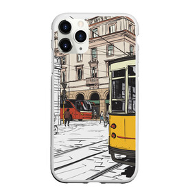 Чехол для iPhone 11 Pro Max матовый с принтом Белый и желтый поезд в Новосибирске, Силикон |  | Тематика изображения на принте: белый и желтый поезд | город | дорога | трамвай | транспорт | улица