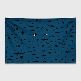 Флаг-баннер с принтом Fish в Новосибирске, 100% полиэстер | размер 67 х 109 см, плотность ткани — 95 г/м2; по краям флага есть четыре люверса для крепления | dolphin | fish | killer whale | see life | shark | акула | дельфин | касатка | морские обитатели | рыба