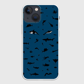 Чехол для iPhone 13 mini с принтом Fish в Новосибирске,  |  | dolphin | fish | killer whale | see life | shark | акула | дельфин | касатка | морские обитатели | рыба
