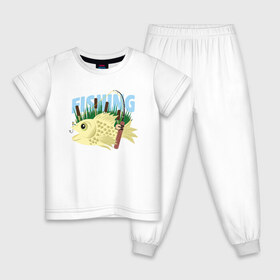 Детская пижама хлопок с принтом Рыбка в камышах с удочкой в Новосибирске, 100% хлопок |  брюки и футболка прямого кроя, без карманов, на брюках мягкая резинка на поясе и по низу штанин
 | fishing | камыш | рыба | рыбалка | спининг | удочка