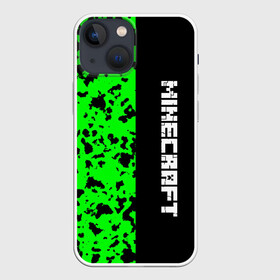 Чехол для iPhone 13 mini с принтом MINECRAFT LOGO в Новосибирске,  |  | blox | creeper | dungeons | game | green | minecraft | neon | pixel | steve | алекс | детям | зелень | игра | кислотный | крипер | куб | логотипы игр | майнкрафт | мальчикам | мобы | пиксель | пиксельный | подземелья | приключения