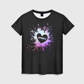 Женская футболка 3D с принтом ATEEZ в Новосибирске, 100% полиэфир ( синтетическое хлопкоподобное полотно) | прямой крой, круглый вырез горловины, длина до линии бедер | ateez | cute | heat | k pop | korean | атиз | жест | кпоп | милый | сердце