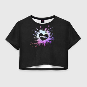 Женская футболка Crop-top 3D с принтом ATEEZ в Новосибирске, 100% полиэстер | круглая горловина, длина футболки до линии талии, рукава с отворотами | ateez | cute | heat | k pop | korean | атиз | жест | кпоп | милый | сердце